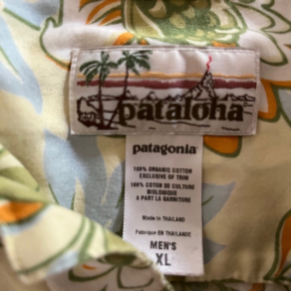 Rare Patagonia Pataloha Shirt Hawaiian Green Yellow Blue Floral Men's XL - Picture 2 of 3